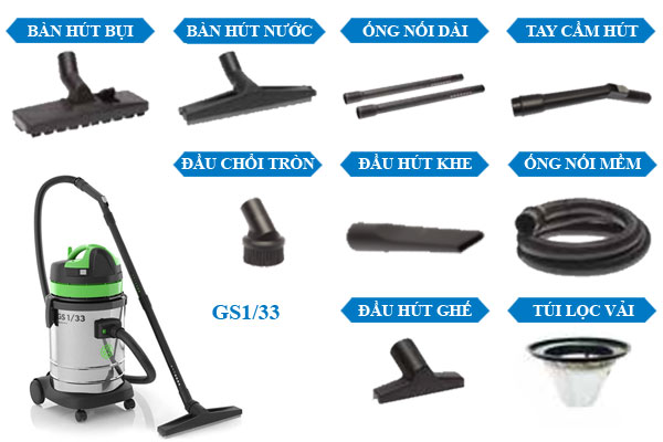 Bộ phụ kiện máy hút bụi khô ướt IPC GS1/33 W&D
