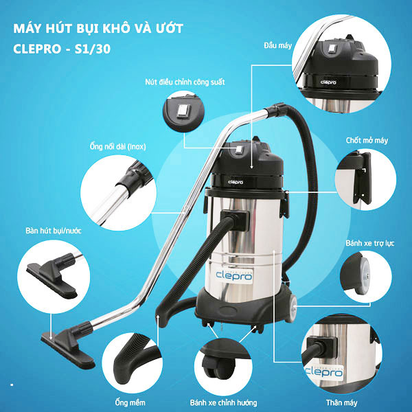Tổng quan về máy hút bụi khô ướt Clepro S1/30